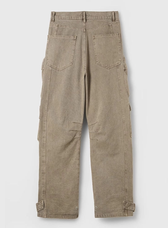 Brown Multi-Pocket Cargo Jeans