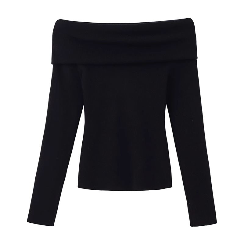 Black Off-Shoulder Long Sleeve Top