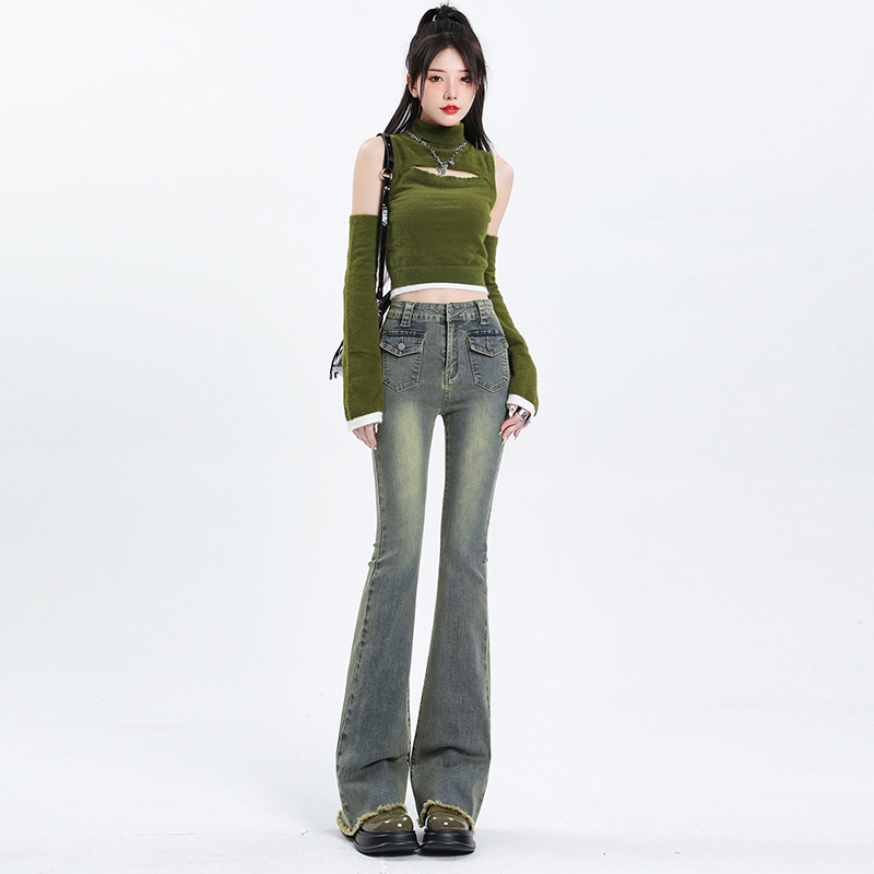 Retro Blue Front Pocket Jeans