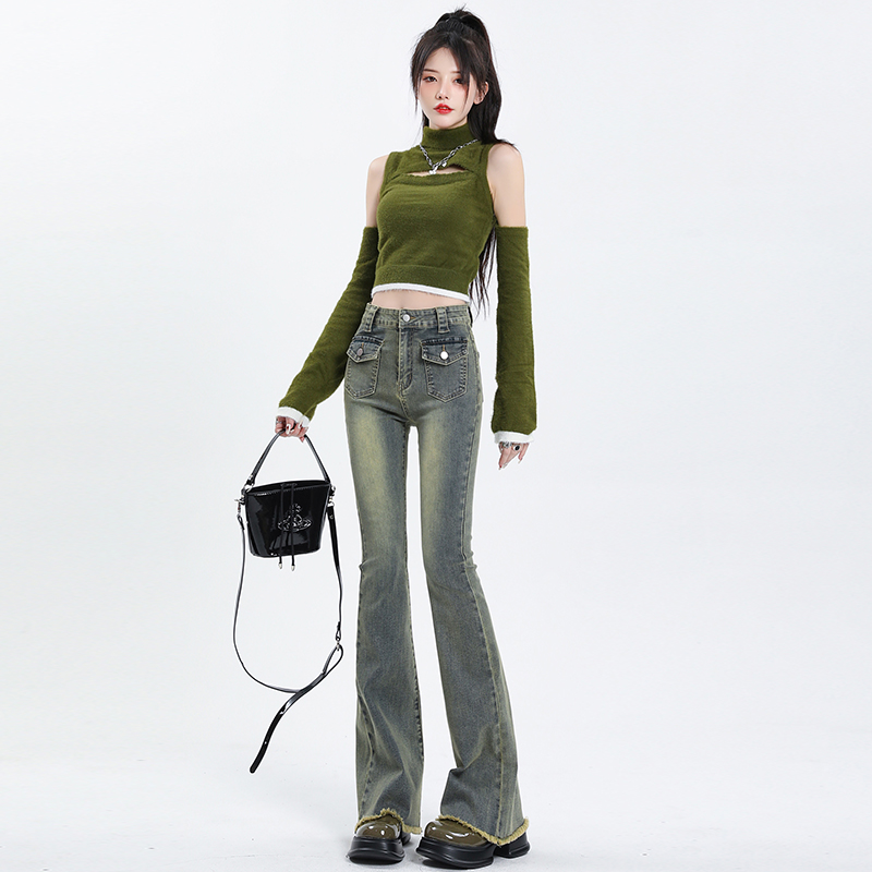 Retro Blue Front Pocket Jeans