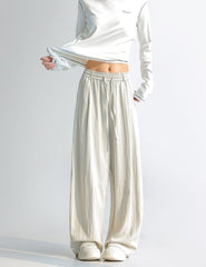 Elegant Draped Straight Leg Wide Pants