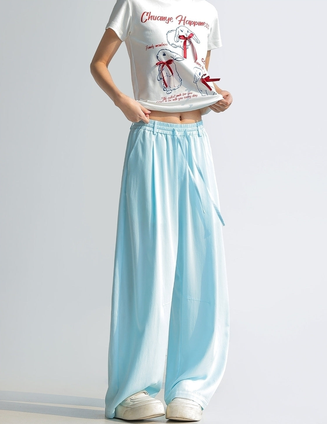 Elegant Draped Straight Leg Wide Pants