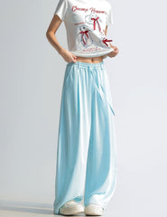 Elegant Draped Straight Leg Wide Pants
