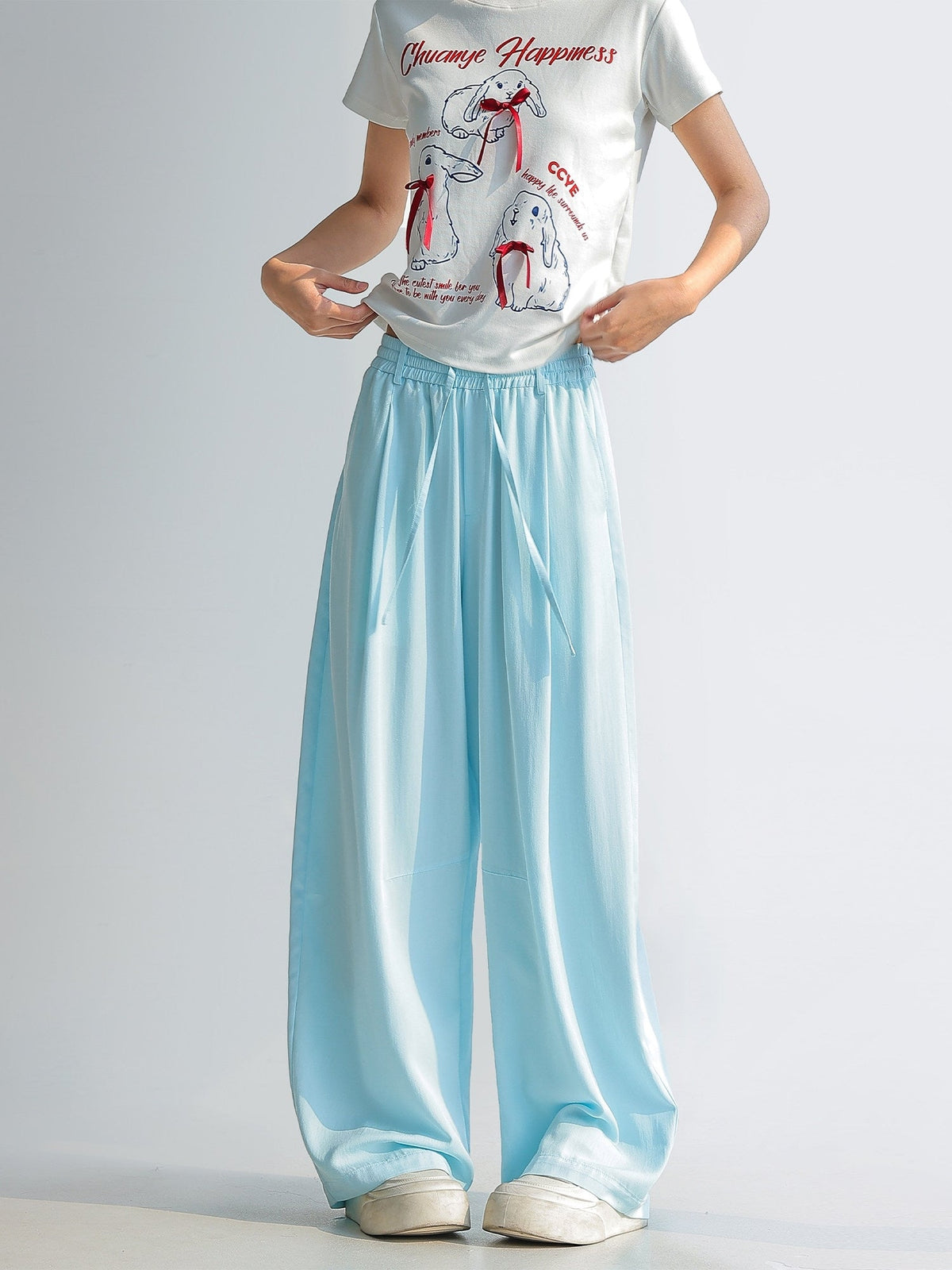 Elegant Draped Straight Leg Wide Pants