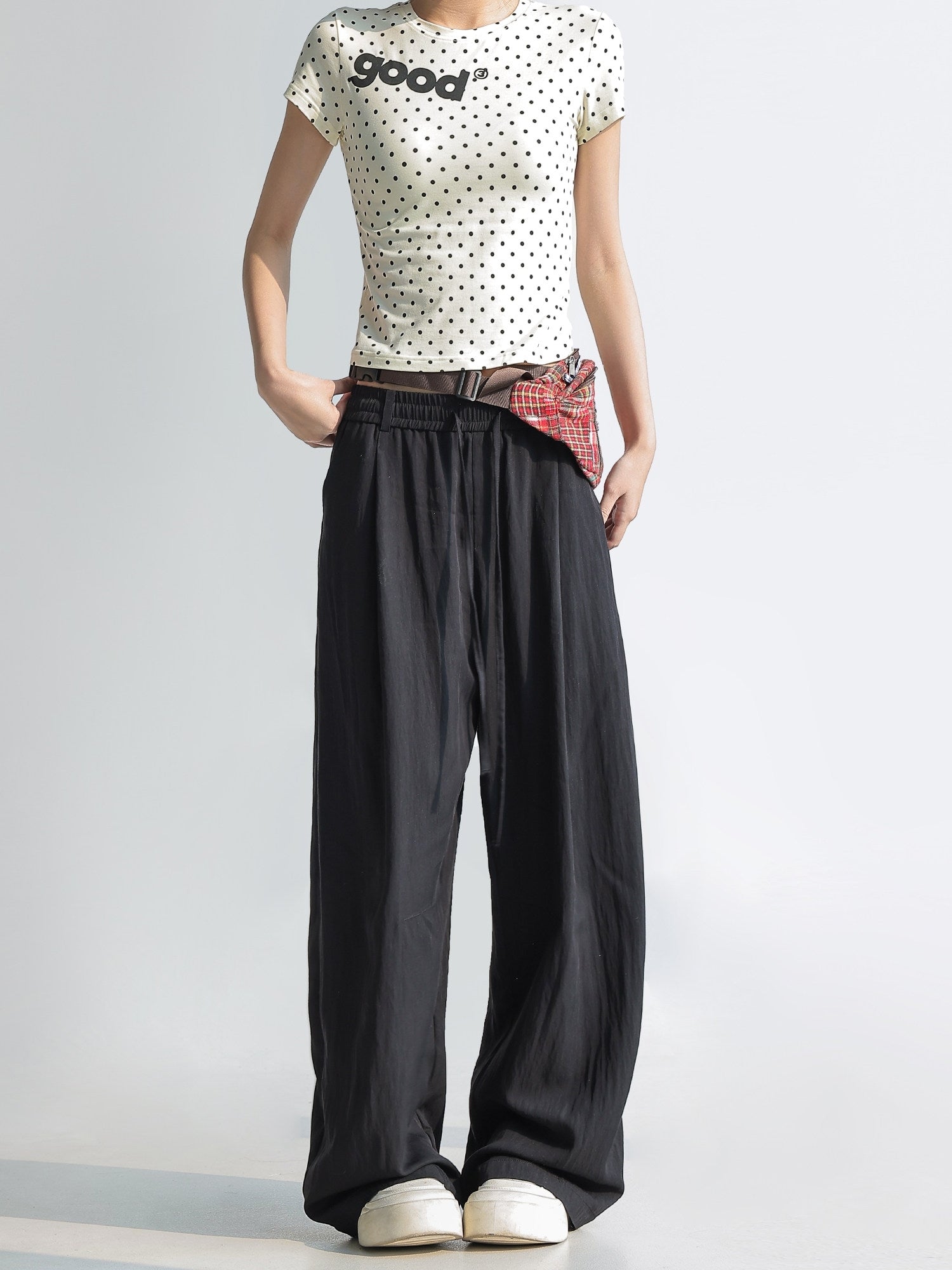 Elegant Draped Straight Leg Wide Pants
