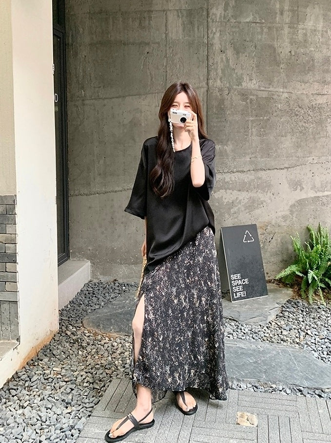 Elegant Floral Top And Skirt Set