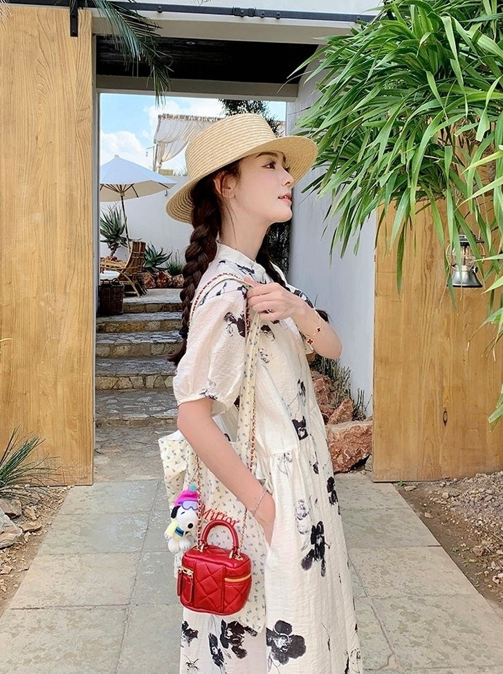 Elegant Floral Vintage Style Midi Dress