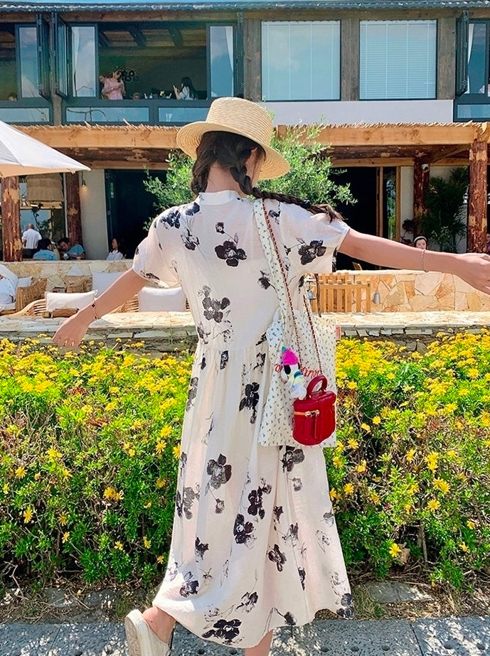 Elegant Floral Vintage Style Midi Dress