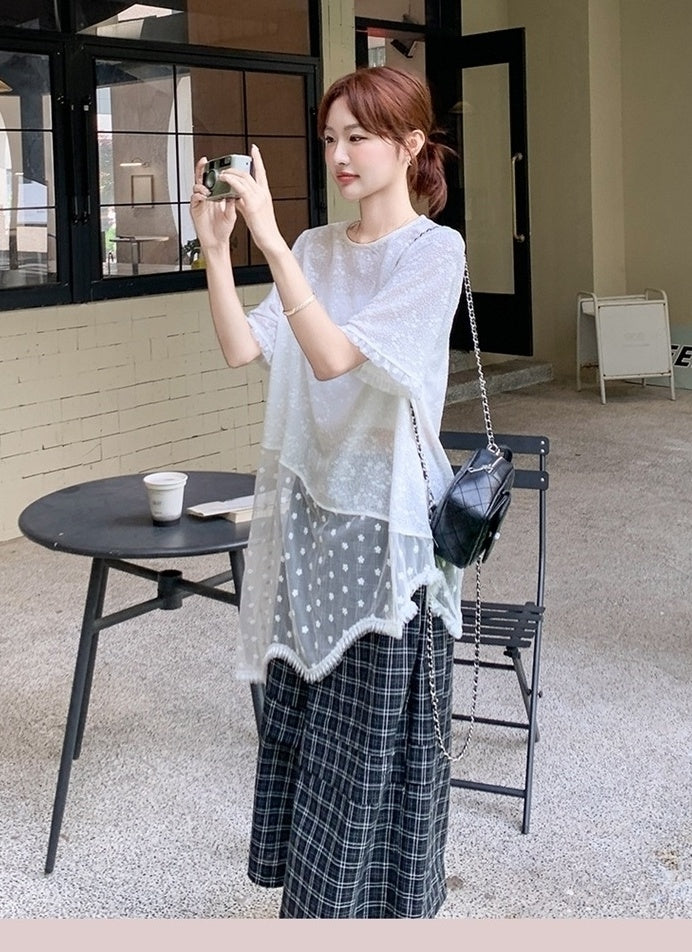 Elegant French Lace Top And Wide Leg Pants Set