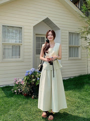 Elegant French Style Sleeveless Skirt Set