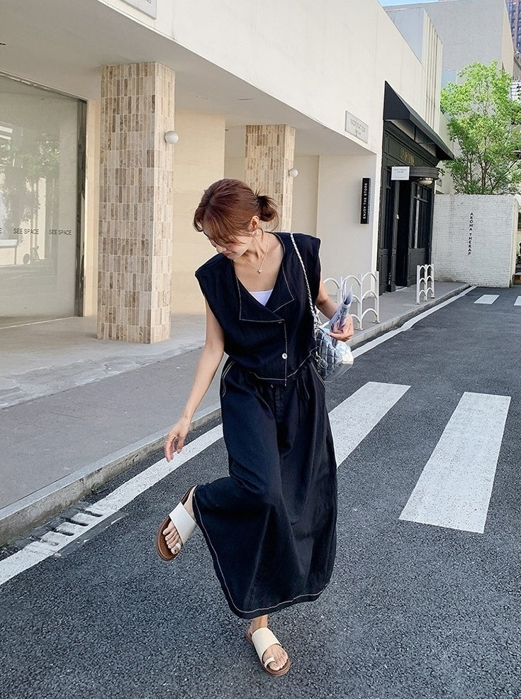 Elegant French Style Sleeveless Skirt Set