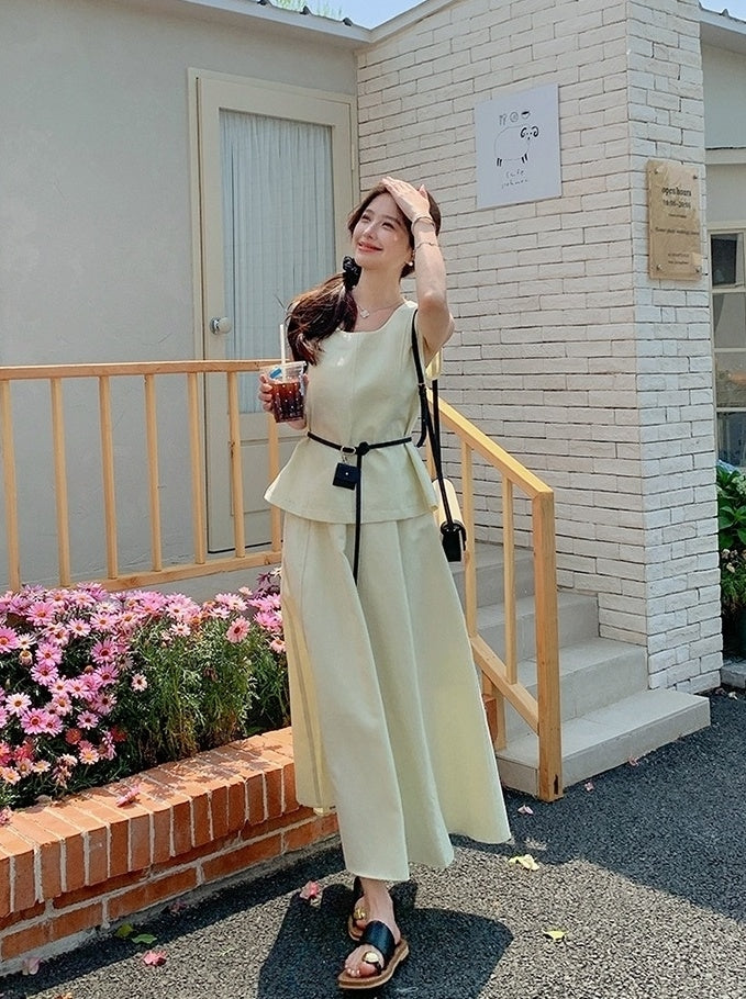 Elegant French Style Sleeveless Skirt Set