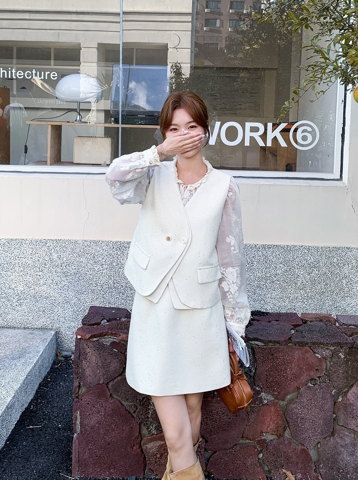 Elegant French Style Vest And Skirt Three Piece Set