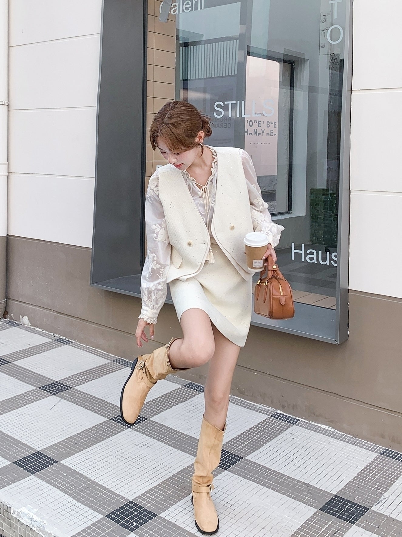 Elegant French Style Vest And Skirt Three Piece Set
