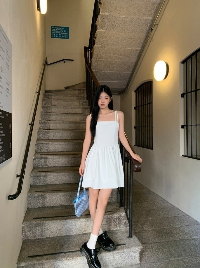 Elegant French Style White Slip Dress