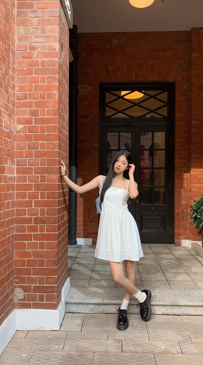 Elegant French Style White Slip Dress