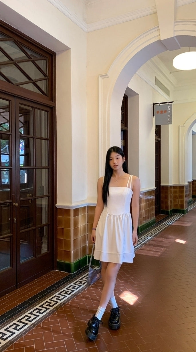 Elegant French Style White Slip Dress