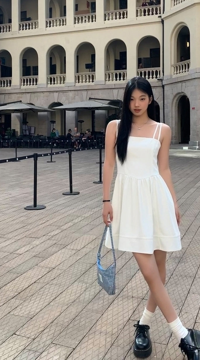 Elegant French Style White Slip Dress