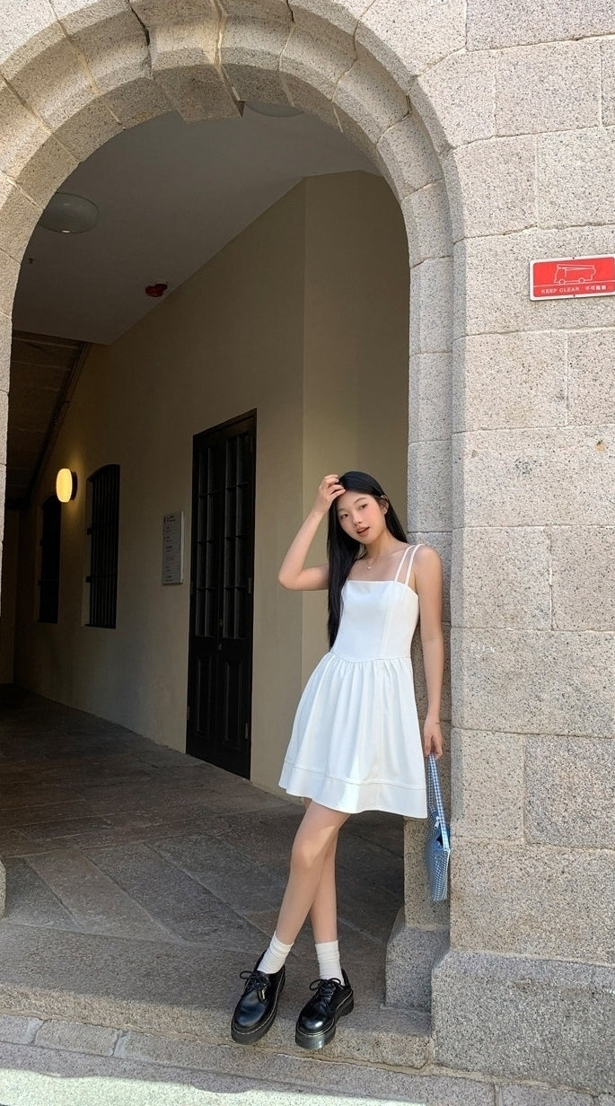 Elegant French Style White Slip Dress