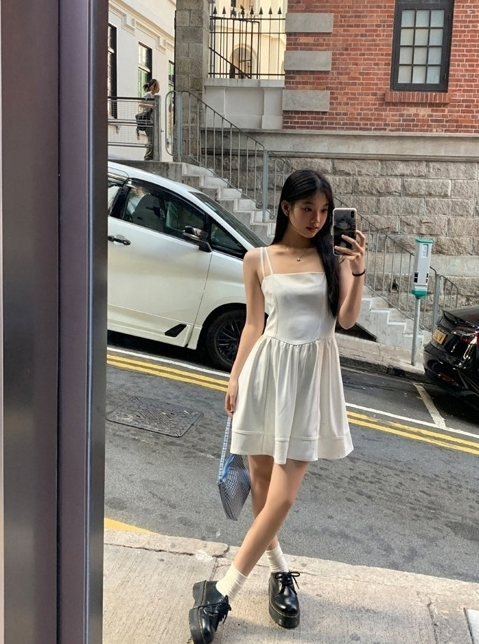Elegant French Style White Slip Dress