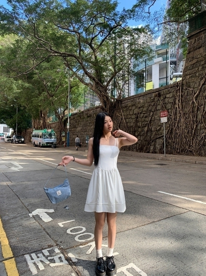 Elegant French Style White Slip Dress
