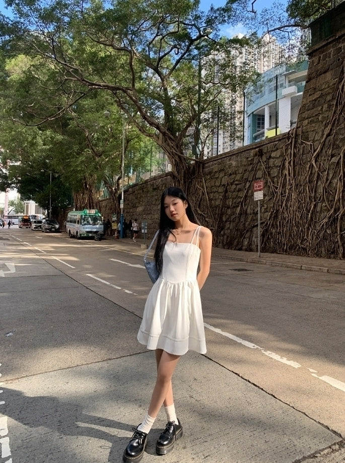 Elegant French Style White Slip Dress