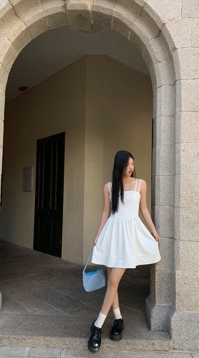 Elegant French Style White Slip Dress