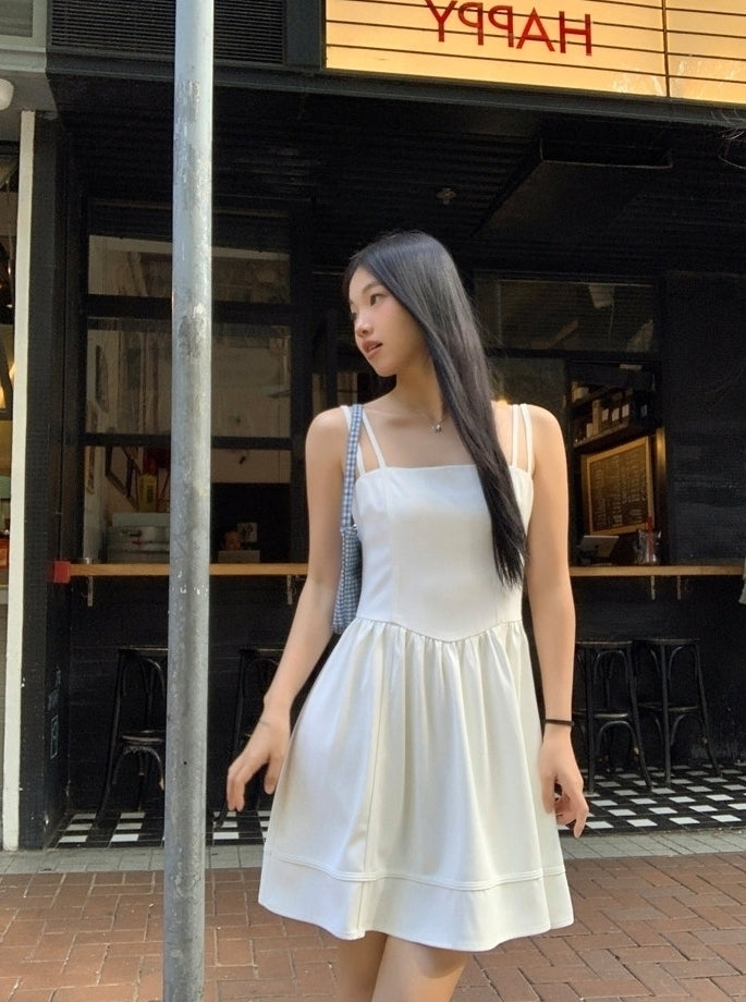 Elegant French Style White Slip Dress