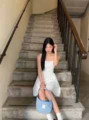 Elegant French Style White Slip Dress