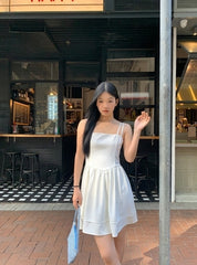 Elegant French Style White Slip Dress
