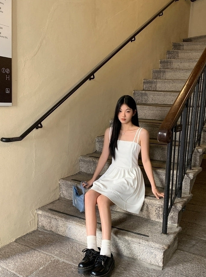 Elegant French Style White Slip Dress