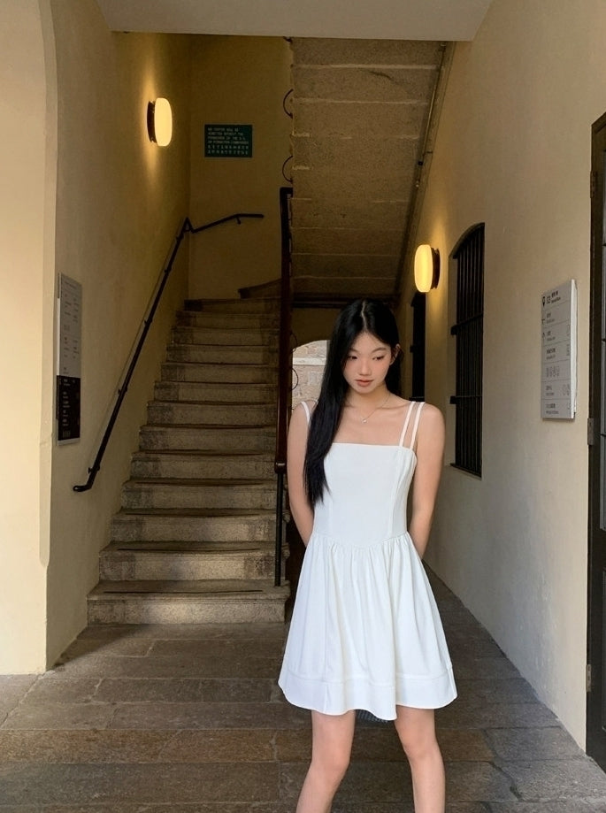 Elegant French Style White Slip Dress