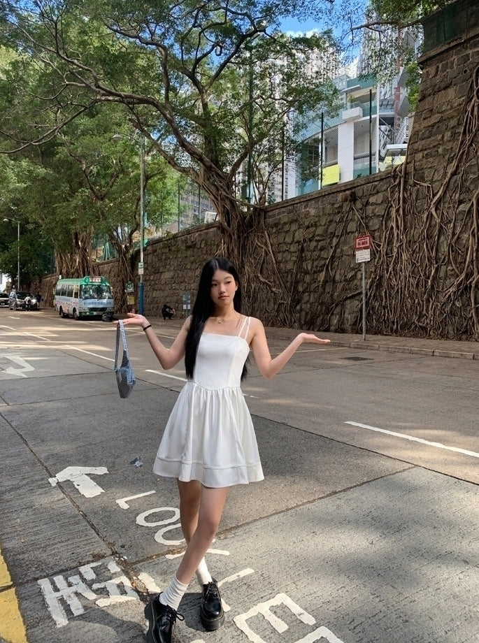 Elegant French Style White Slip Dress