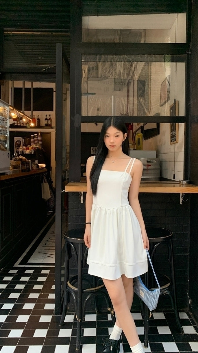 Elegant French Style White Slip Dress