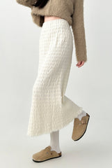 Elegant Knit Pleated High Waist Midi Skirt