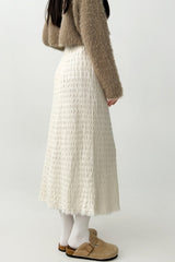 Elegant Knit Pleated High Waist Midi Skirt