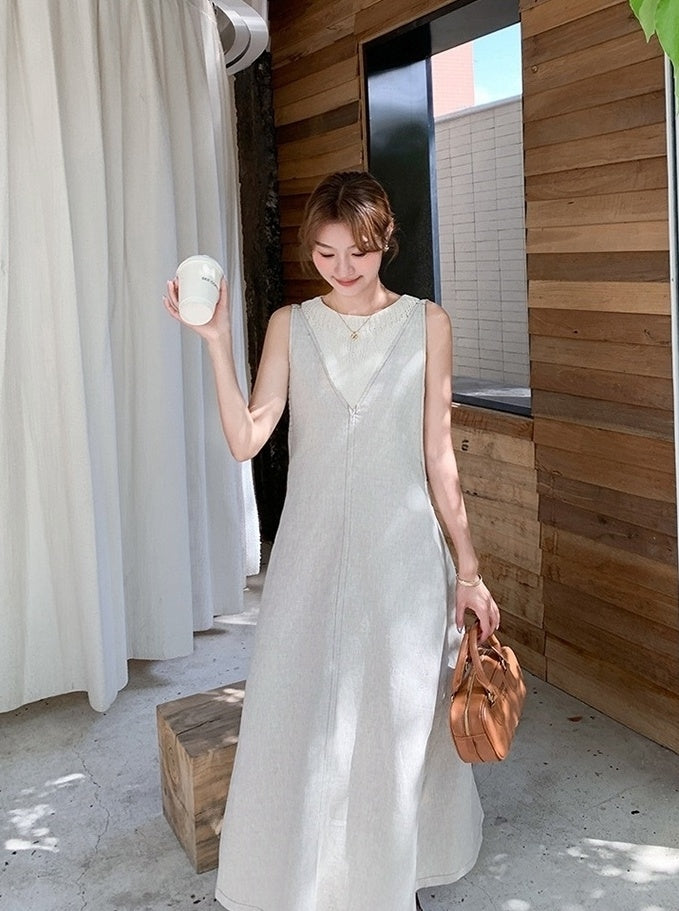 Elegant Korean Style Suspender Maxi Dress