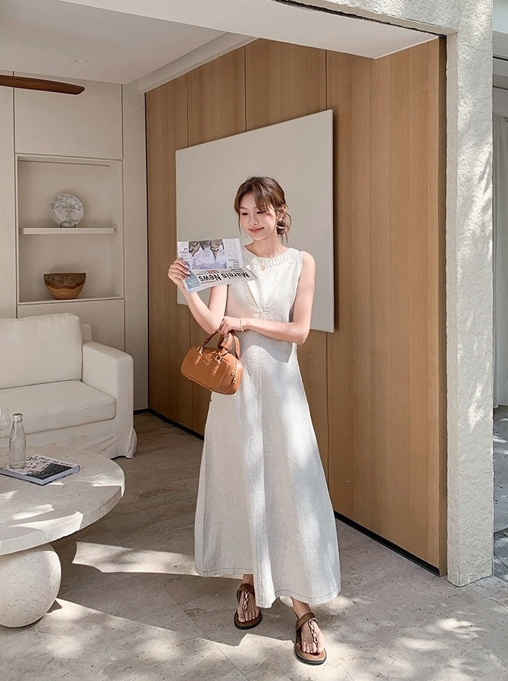 Elegant Korean Style Suspender Maxi Dress