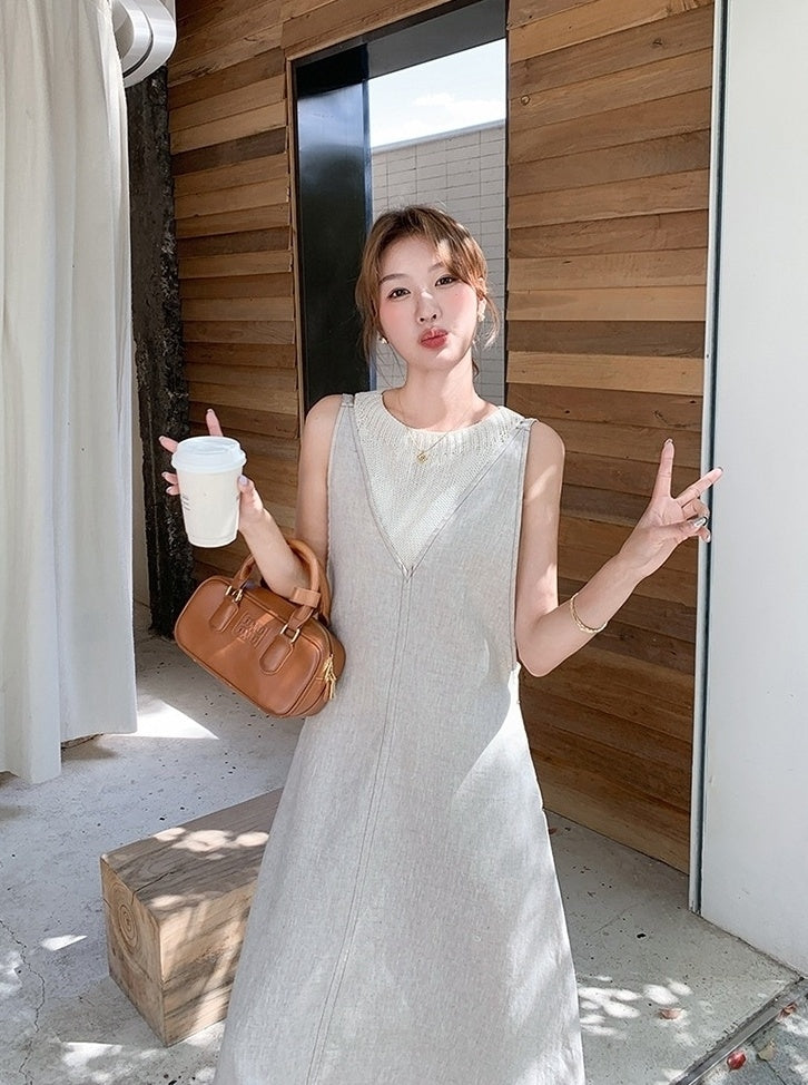 Elegant Korean Style Suspender Maxi Dress