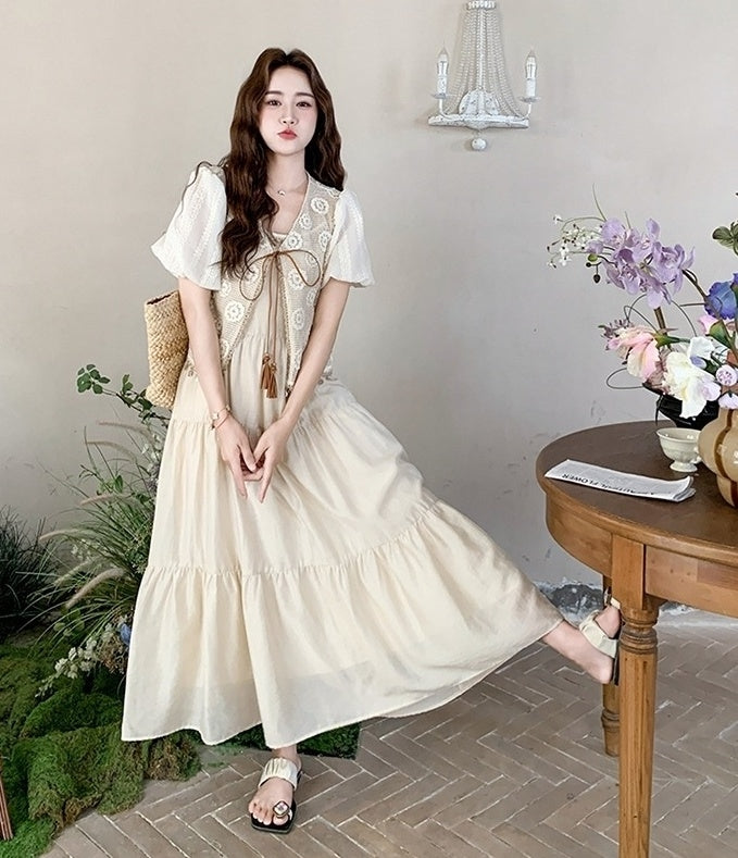 Elegant Lace Camisole Dress Set