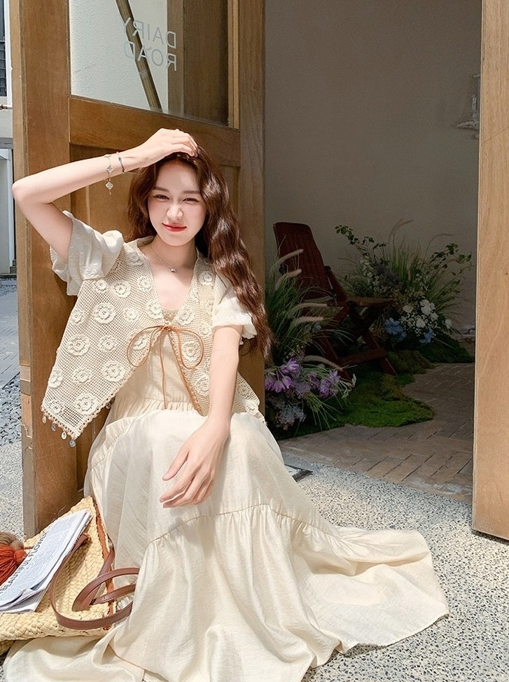 Elegant Lace Camisole Dress Set