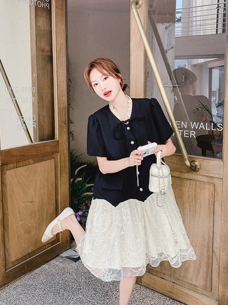 Elegant Lace Patchwork Midi Dress Summer Collection