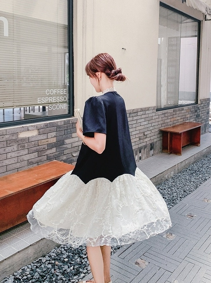 Elegant Lace Patchwork Midi Dress Summer Collection
