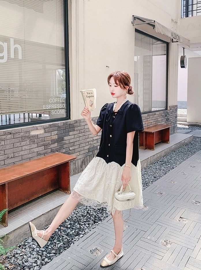 Elegant Lace Patchwork Midi Dress Summer Collection