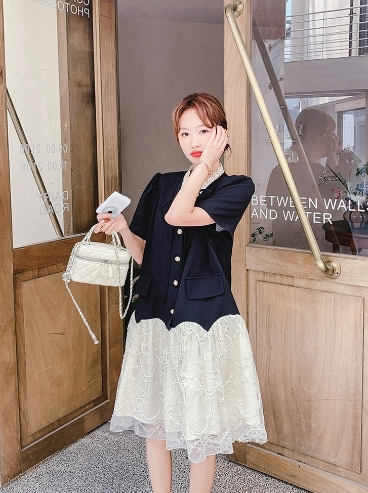 Elegant Lace Patchwork Midi Dress Summer Collection