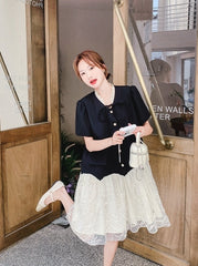 Elegant Lace Patchwork Midi Dress Summer Collection