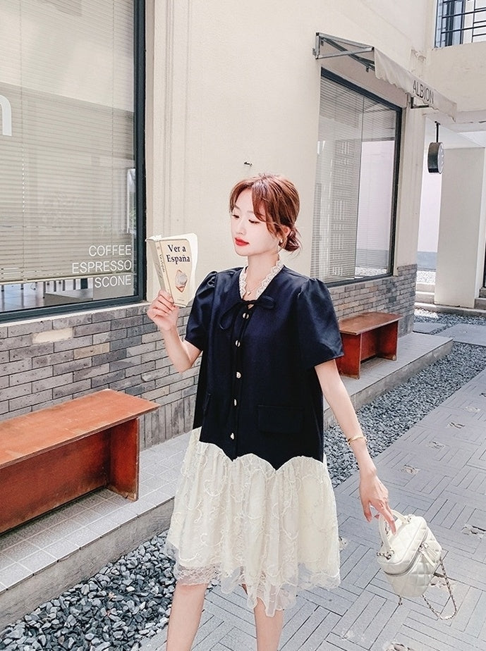 Elegant Lace Patchwork Midi Dress Summer Collection