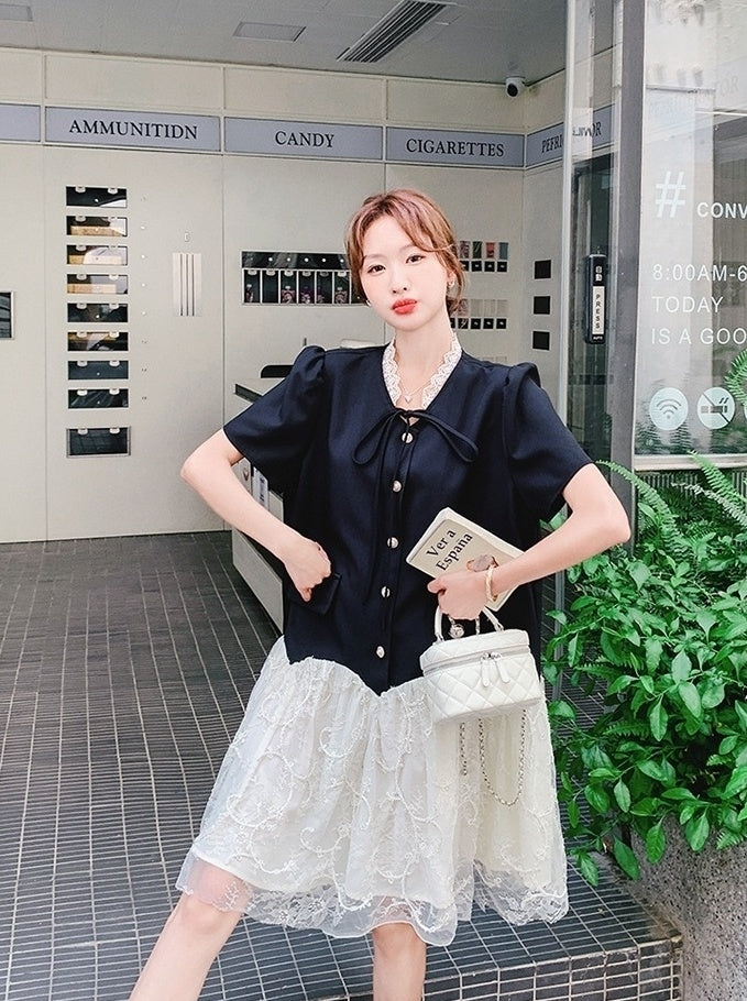 Elegant Lace Patchwork Midi Dress Summer Collection