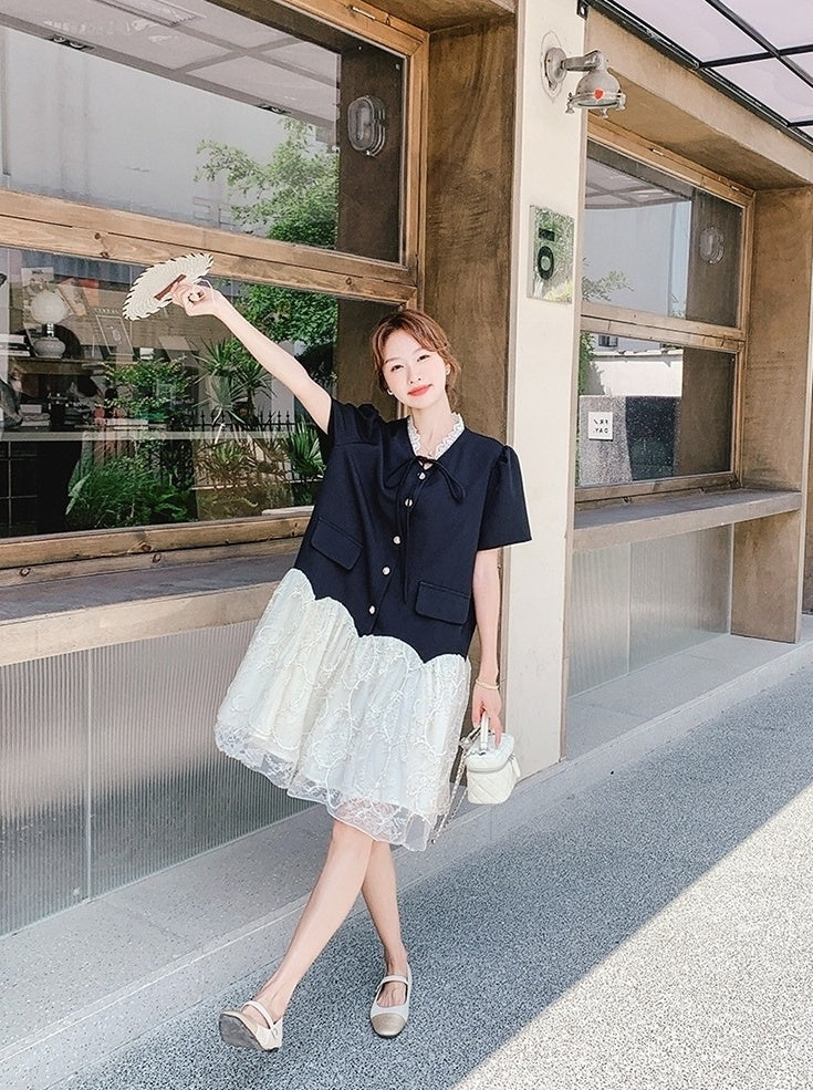 Elegant Lace Patchwork Midi Dress Summer Collection