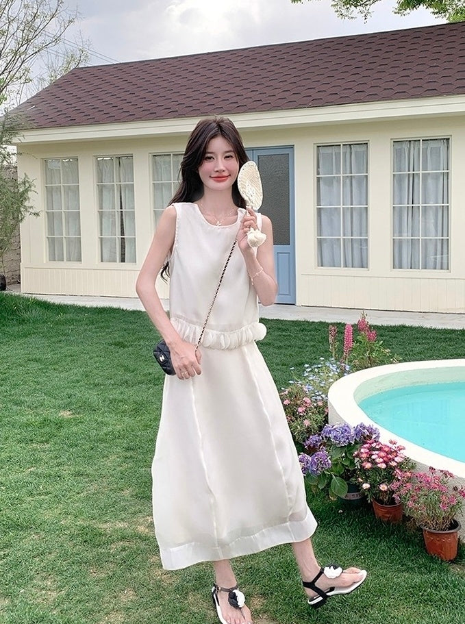 Elegant Lace Vest And Skirt Fashion Set